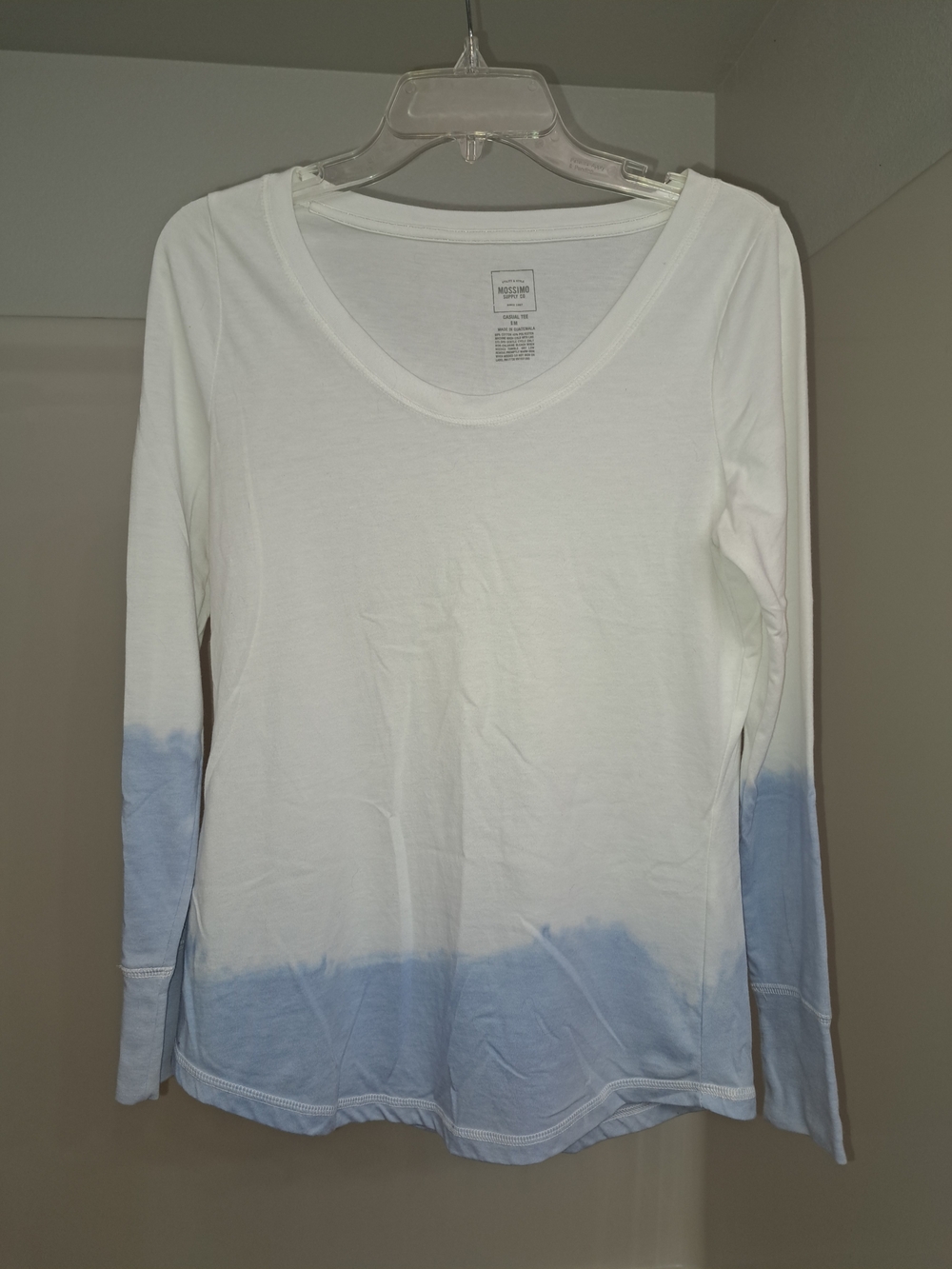 Mossimo Supply Co. White to Light Blue Dip-Dye Long Sleeve Tee